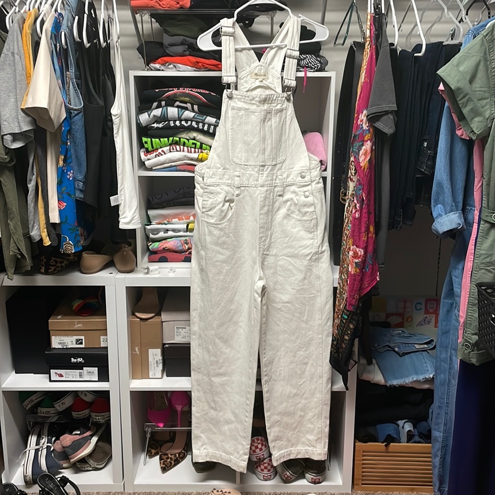 Madewell off white denim overalls size small EUC